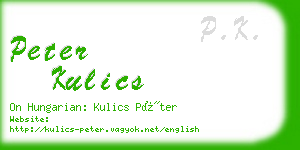 peter kulics business card